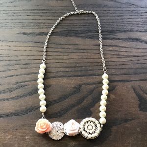 Rose and pearl statement necklace
